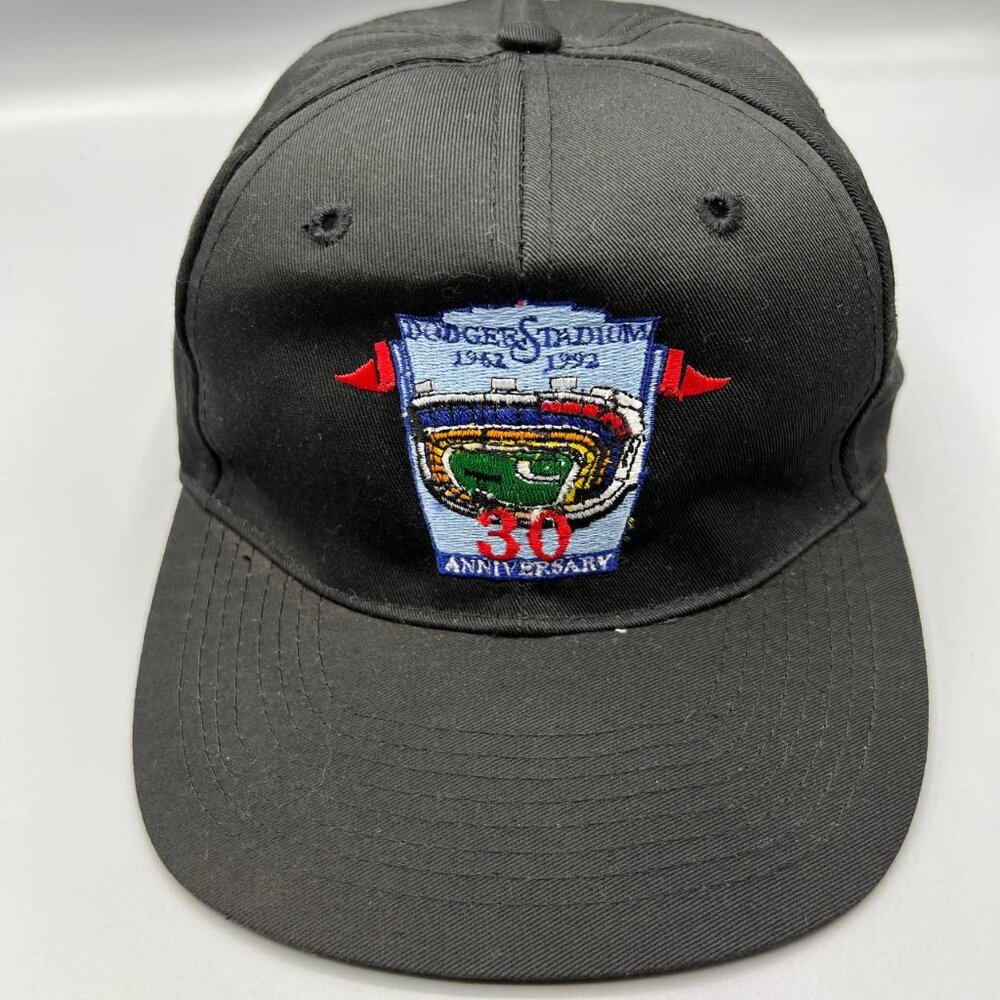 Vintage Dodgers Stadium Hat Men Black 30 Anniversary Otto Cap Snap Back Cap